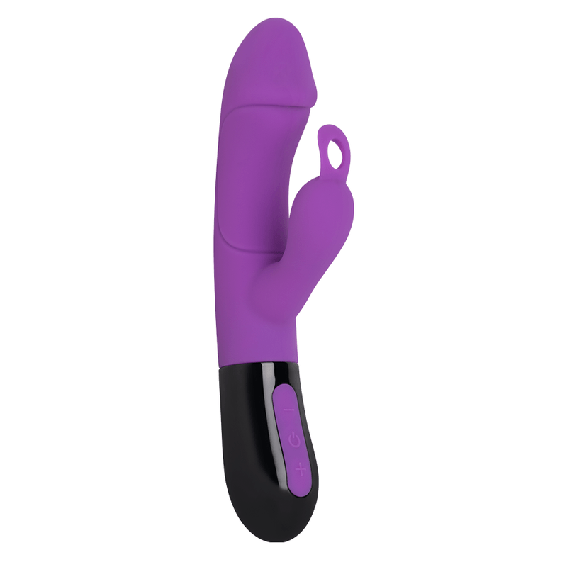 Vibrador Ares 2.0 junto a su cable de carga USB, destacando su funcionalidad recargable