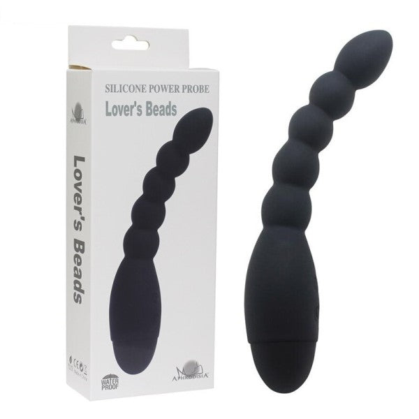 Imagen de un vibrador anal recargable con bolas en forma ascendente en color negro