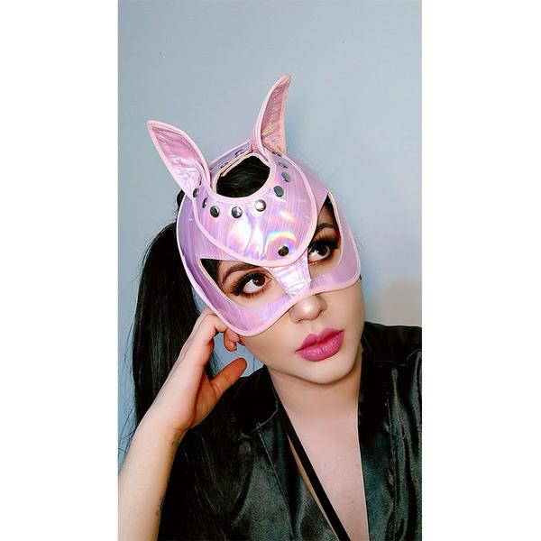 sensual mascara media cara gatito rosa