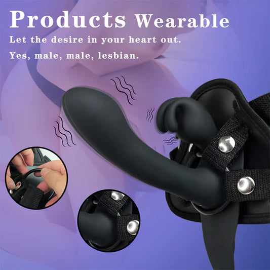 Arnés Vibrador Doble Estimulación Lord Rabbit RCT – 25 cm