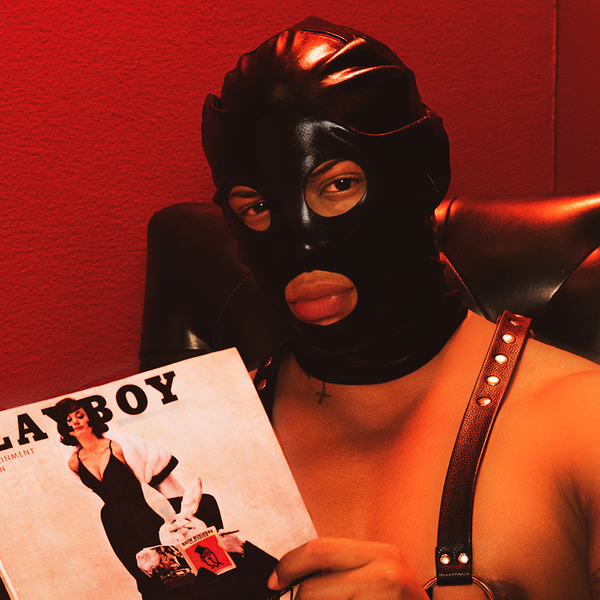 mascara bondage en cuero sintetico