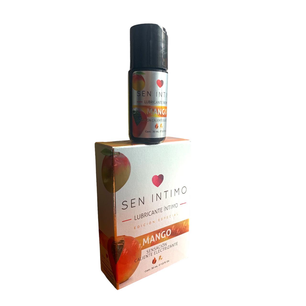 frasco y caja de Lubricante Caliente Electrizante sabor a Mango